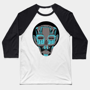 Blue Grey African Mask No 3 Baseball T-Shirt